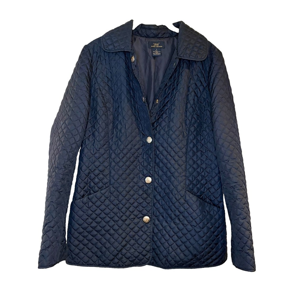 Brooks Brothers 346 Women's Quilted Barn Jacket Navy Blue Preppy Lightweight 2